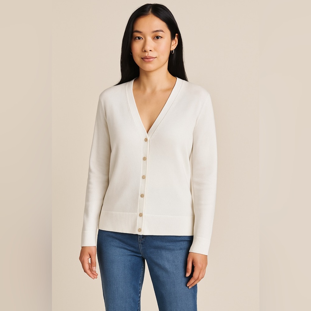Talbots Ivory Button-Up Cardigan